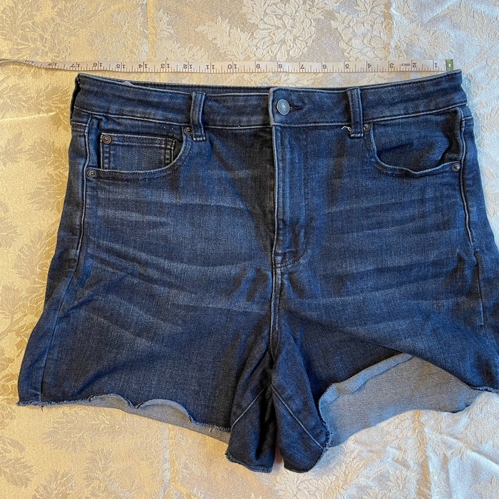 American Eagle Dark Wash AE Super Hi Rise Shortie 16